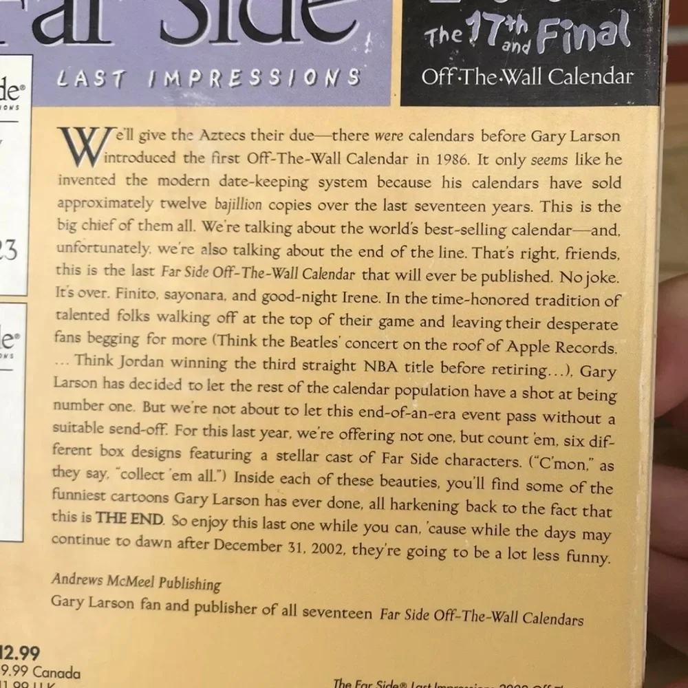 Gary Larson The Far Side 2002 Daily Desk Calendar 17th and Final Off the Wall